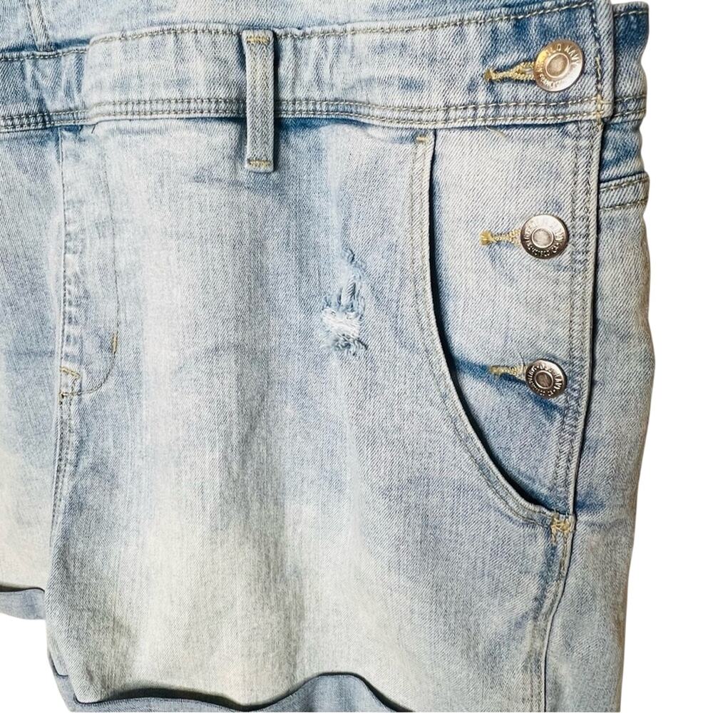 Old Navy Denim Shortalls XXL Light Wash Rolled Hem Cottagecore Casual - Picture 3 of 8